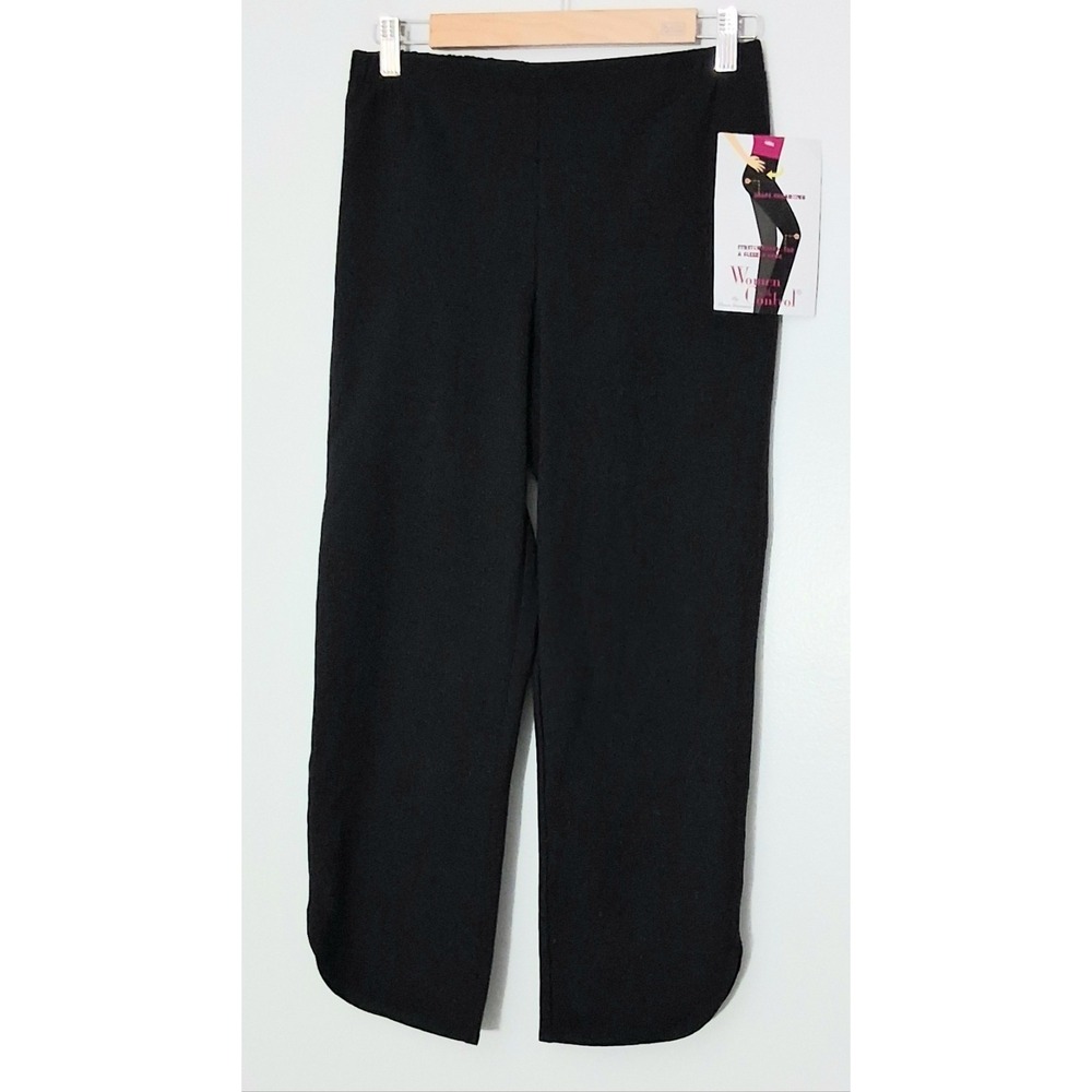 Women With Control Pants Women's Size S Regular Tulip Hem Slim Crop Black NEW